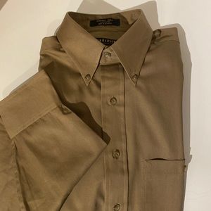 VanHeusen tan long sleeve dress shirt 15 neck. Cotton